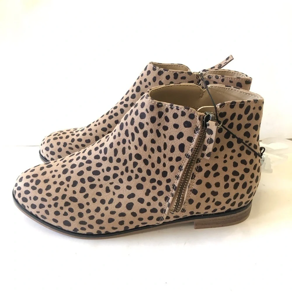 Cat & Jack Girls Judi Leopard Print Zipper Ankle Bootie Size 5